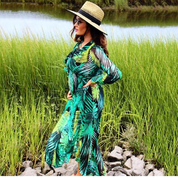 NWT Tropical Green WHY Wrapped Skirt and bodysuit Set XL - Picture 6 of 15